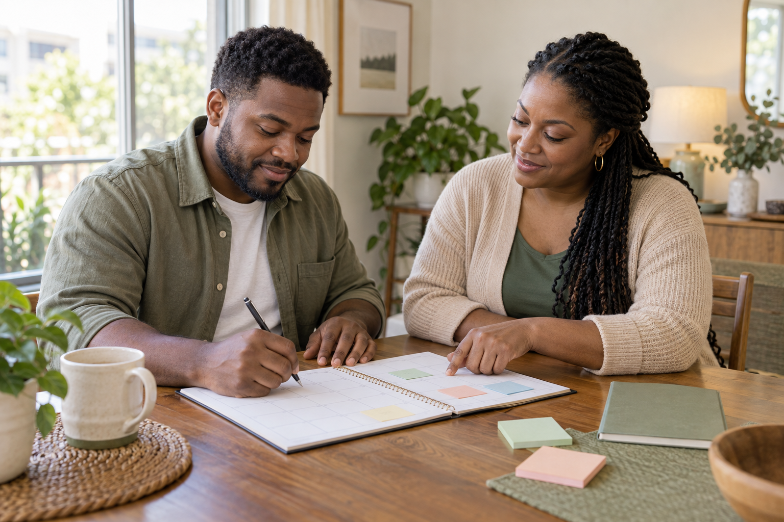 Support professional helping an adult develop practical planning skills